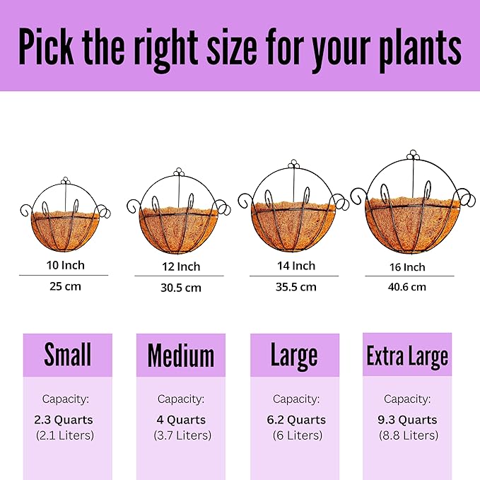 ShopLaLa Wall Planters Outdoor Plants (10 Pack, 10 Inch) Balcony Planters Railing Hanging Fence Planter Over Railing Planters Coco Liner, Wall Mounted Flower Basket Metal Wire Deck Porch Patio Garden