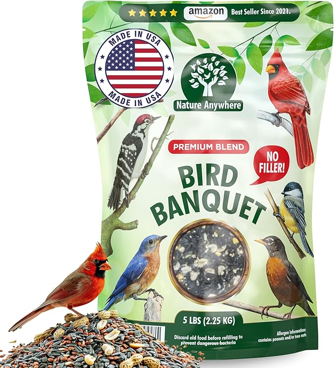 Nature Anywhere Bird Seed Bird Banquet Bird Seed for Outside Feeders, Wild Bird Seed, Bird Food, No Fillers, Made in USA, Wild Bird Food Blend
