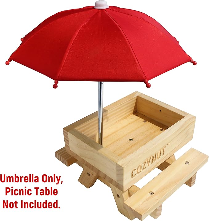 Replacement Mini Umbrella for COZYNUT Squirrel Feeder Picnic Table (Red)