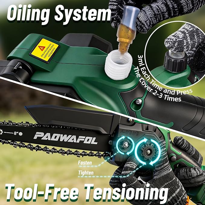 2-in-1 Electric Pole Saws for Tree Trimming, 8 Inch Cordless Mini Chainsaw with 15 FT Extension Pole, Pole Saw Battery Powered with 2*4.0Ah Battery, Tree Trimmer Pole Saw for Branch Cutting