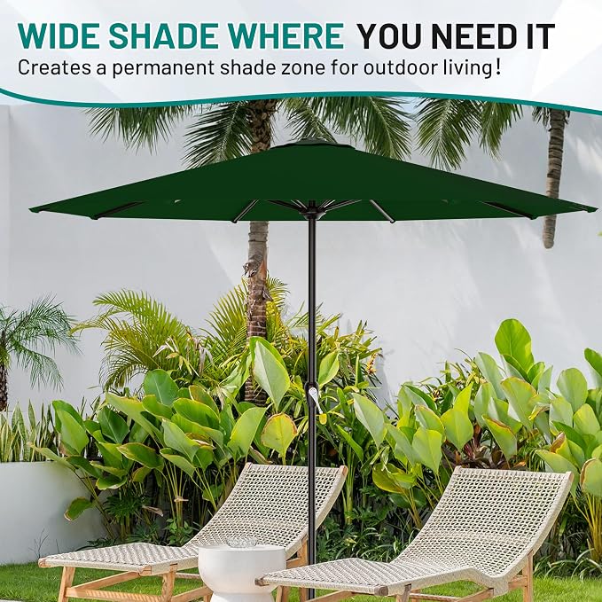 AreShark 12 FT Patio Umbrella for Outdoor, Outdoor Table Umbrella with Push Button Tilt and Crank, Outdoor Patio Umbrellas with 8 Sturdy Ribs, Patio Umbrellas for Market, Garden, Pool (Dark Green)