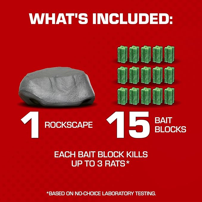 Tomcat Rockscape Bait Station: Rat and Mouse Killer, Discreetly Place Outdoors, Refillable, Kid and Dog Resistant