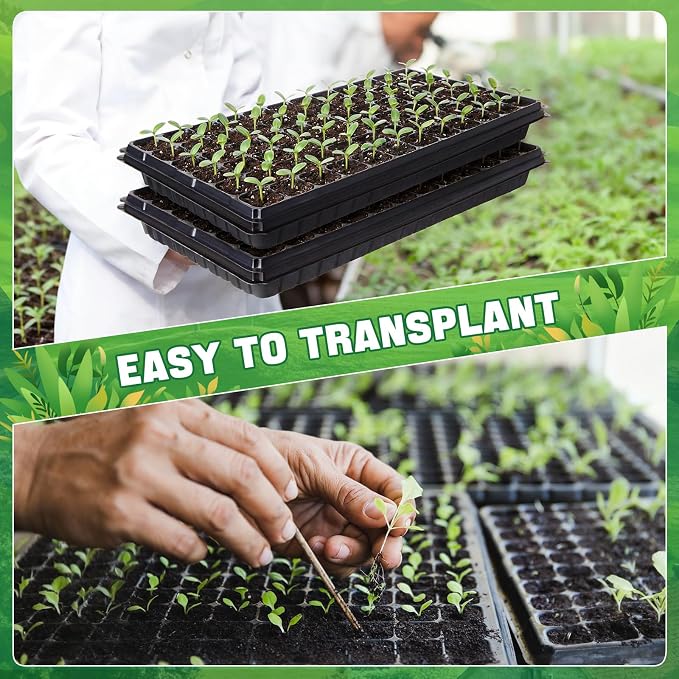 Vesici 40 Pack Seed Starter Trays and 72-Cell Plug Trays Sturdy Plastic Seedling Nursery Bundle for Microgreens, 1020 Tray Germination, Plant Propagation and Seed Starting & Transplanting