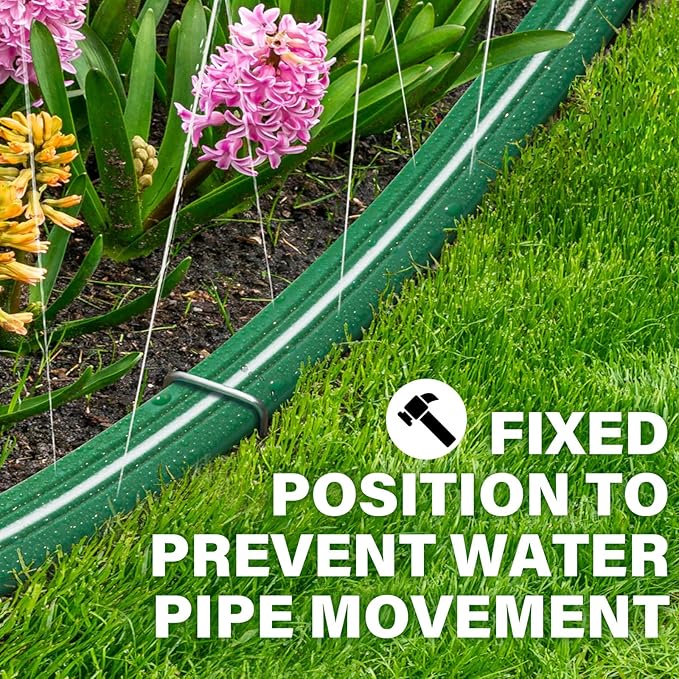 Jin&Bao Sprinkler Hose with Holes 15FT, Heavy Duty Watering Garden Hose, High-Efficiency Sprinklers System for Lawn and Garden with Staples