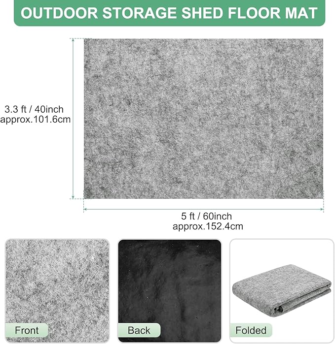 M METERXITY Outdoor Storage Shed Mat, 3.3x5 FT Waterproof Small Shed Flooring Mat for Patio Furniture Floor Protecting from Wear/Liquid/Dust/Oil, Non-Slip Carport Pad [Grey White]