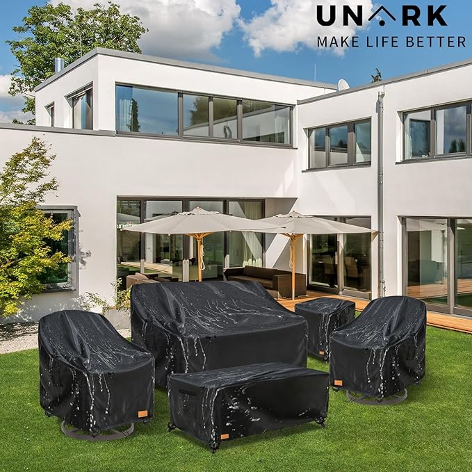 Outdoor Patio Coffee Table Cover, 600D Waterproof Heavy Duty Outdoor Table Cover, Patio Furniture Covers 48 x 28 x 16 inches Black