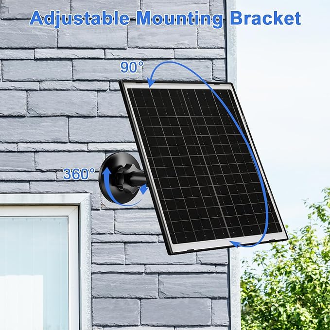 FUTUREZEN 10W Solar Panel for Security Camera, Trail Camera, Type-C Device, Solar Charger with USB-C, Micro USB & DC 5.5x2.1mm Port, IP66 Waterproof, Adjustable Mount, 7.2FT Cable, 2 Pack