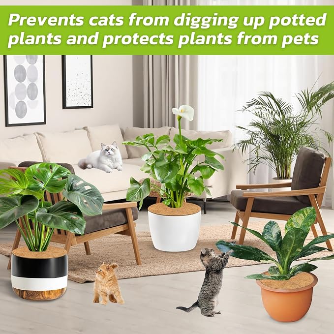 Legigo 6pcs Coconut Fiber Mulch Ring Tree Plant Protector Mat, 18 Inch Natural Coco Coir Tree Mulch Ring Plant Pot Soil Cover, Tree Rings Disc Plant Cover for Indoor Outdoor Plants, Landscaping