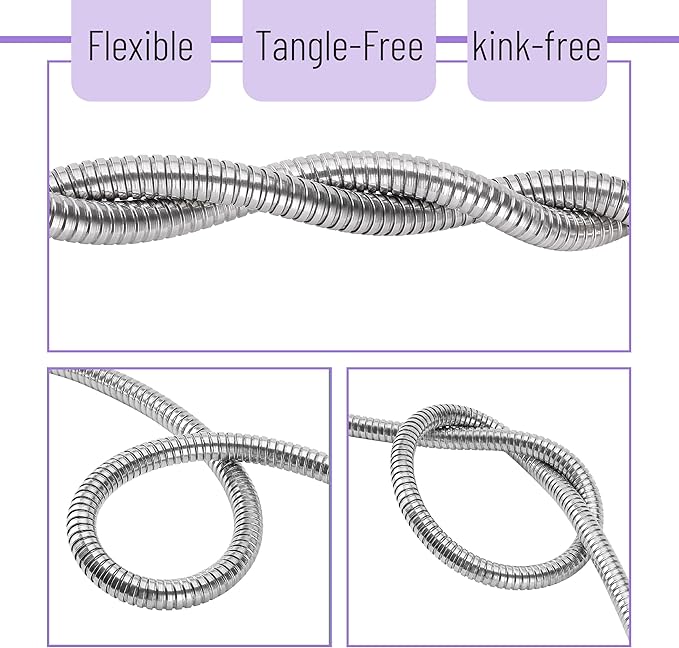 UNCO- Metal Garden Hose, 25 ft, Stainless Steel, Heavy Duty Flexible Hose with 10-Function Spray Nozzle & 3 Extra Washers, No-Kink, Lightweight, Puncture Proof for Outdoor Yard, Lawn, Plants, Car Wash