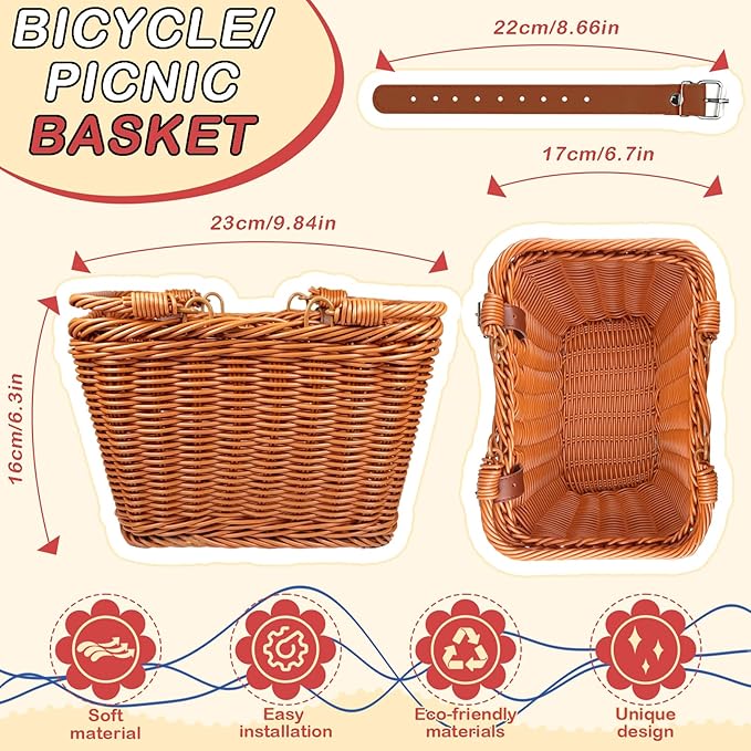Wicker Picnic Basket for Kids, Small Woven Rattan Basket with Handles Brown Garden Harvest Hamper Basket Empty for Storage Toy Flower Wedding