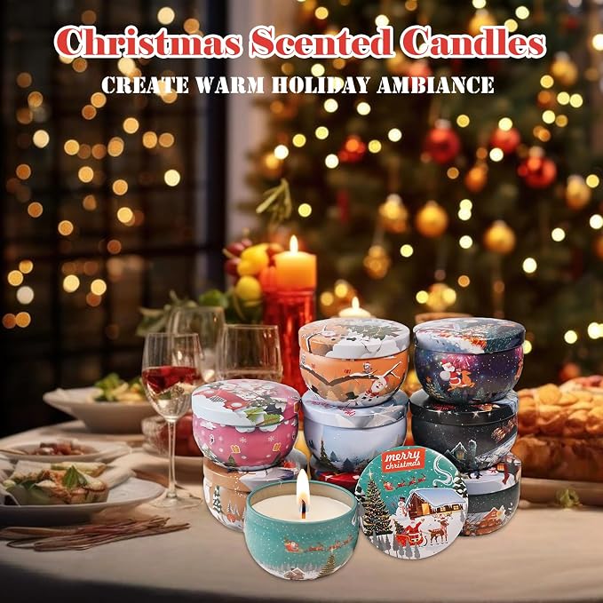 Christmas Scented Candles Gift- Aromatherapy Candle-Soy Wax-Long Lasting Burn time, Gifts for Women & Men,Home Decor,Scented Soy Candle Set,Holiday Home Scent (9, Christmas-Scented Candles 3)
