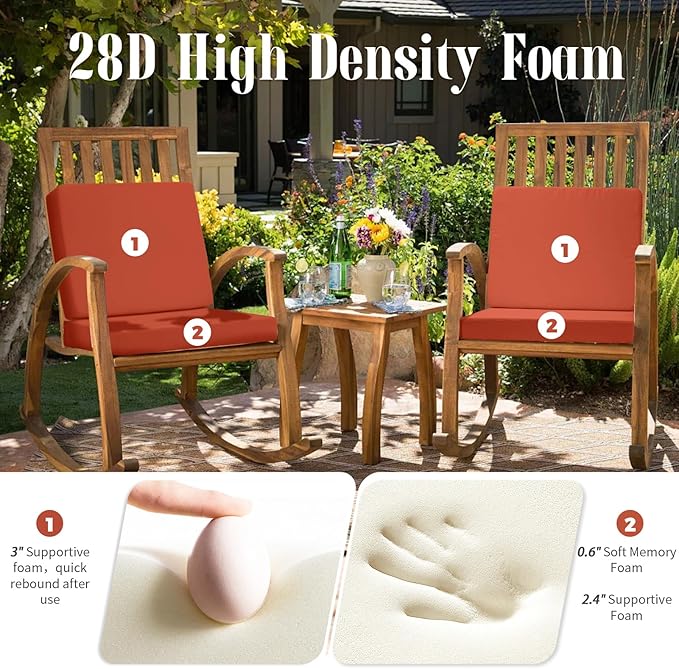 Deep Seat Patio Cushions Set, 22x22 Inch Waterproof & Fade Resistant Outdoor Chair Cushions, Thick Padded Replacement Sofa Cushions for Garden Yard Furniture