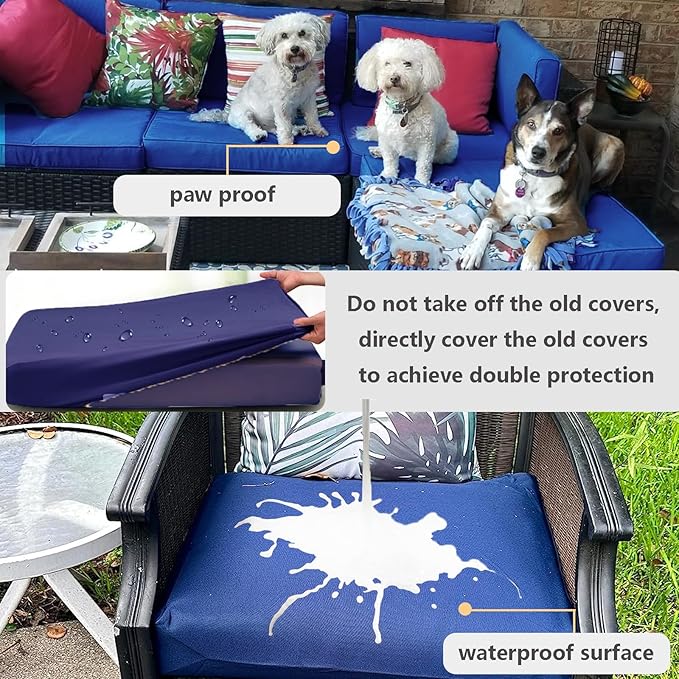 Outdoor Cushion Covers Replacement 14 Pcs Patio Cushion Covers fit for 7Pieces 6-Seater Wicker Rattan Sectional Couch Sofa Outdoor Cushion Slipcovers Set Seat and Back Cover Only, Tan