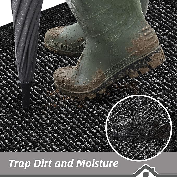 BEQHAUSE Indoor Door Mat 36" x 60", Dirt Trapper Door Mats Non-Slip Entryway Rugs Washable, Resist Dirt Absorbent Welcome Mat, Low Profile Floor Mats for Front Back Door and Entryway, Black