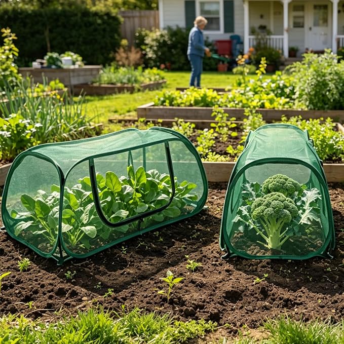 2Pack Raised Garden Bed Covers(45"X22"X18"), Pop Up Mesh Plant & Vegetable Cover,30% Sunblock Plant Shade Tent, Outdoor Planter Protection, Sun & Insect Guard