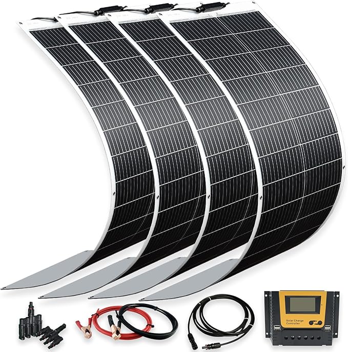 XINPUGUANG 100W Flexible Solar Panels 400w 12V Solar System Kit Monocrystalline Cell Module 40A Controller for Off Grid Solar Battery Charge for RV Boat Trailer Cabin(400W)