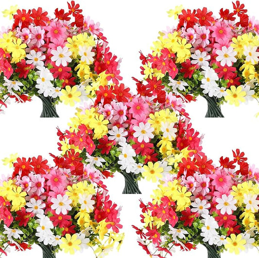 Thiccywoov 48 Bundles Artificial Flowers for Outdoors UV Resistant, Faux Greenery Flowers for Porch Planters Patio Window Box Farmhouse Garden Decor