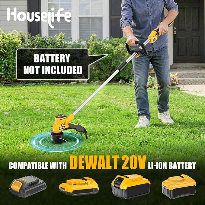 3-Piece Cordless Lawn Care Bundle Compatible with DEWALT 20V MAX Battery: 14" 40V(2x20V) Foldable Lawn Mower, 16" Brushless String Trimmer & 600 CFM Leaf Blower, Tool Only