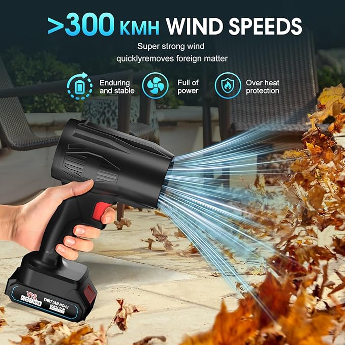 21V Cordless Leaf Blower, 990000 RPM High-Speed,6000MAh Large-Capacity Batteries & Fast Charger Included, Lightweight Handheld Blower for Lawn/Garden/Yard Cleanup