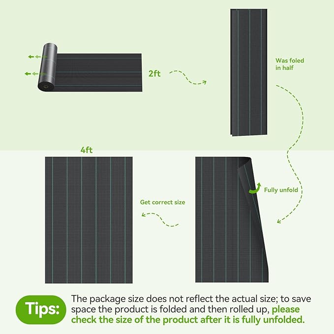 iropro 4ftx50ft Weed Barrier Landscape 3.2oz Fabric Heavy Duty, Woven Weed Control Cloth, Woven Geotextile Fabric for Underlayment, Gardening Ground, Commercial Driveway Weed Block Cover Mat