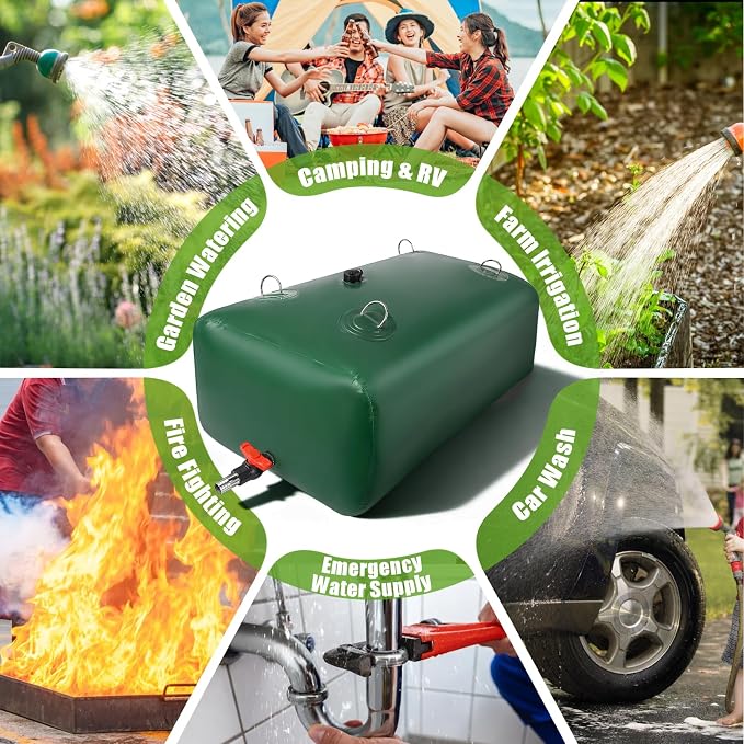 400 L/105.7 Gallon Water Storage Bladder, Foldable Portable Water Bladder Tank, Large Capacity Water Bag Container for Camping, Truck, RV, Emergency, Outdoor