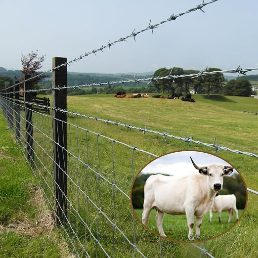 6ft x 100ft Thicker Heavy-Duty Livestock Fence, High-Zinc Galvanized Cattle Fence, Farm Wire Fencing for Hog, Goat, Deer & Horse