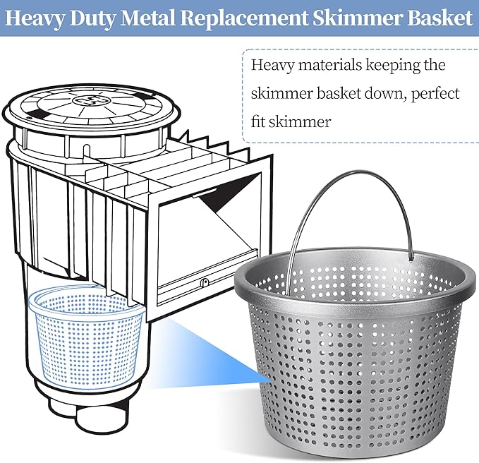 Aluminum Pool Skimmer Basket Replacement Compatible with Pen-tair U-3 & Hayward SP1070, Heavy-Duty Inground Pool Basket with 316 Stainless Steel Comfort Grip Handle