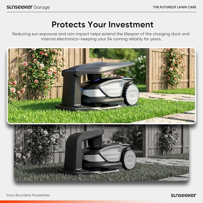 Sunseeker Garage for S4 Robot Lawn Mower – UV-Proof, All-Season Protection, PP + PA6+GF30 Durable Build