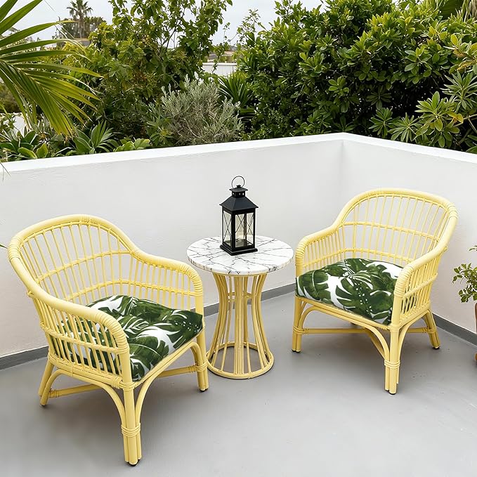LVTXIII Outdoor U-Shaped Wicker Seat Cushion, Decorative Tufted Chair Pads Fluffy Seat Cushion Sets for Patio Garden Home Office Furniture, 19”x19”x4”, 2 Pack, Palm Green