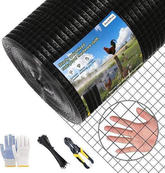 Galvanized Black Vinyl Coated Hardware Cloth | 1 Inch Mesh 17 Gauge 36"x100' |Rust & Resistant, for Chicken Coop, Rodent Proof, Tree Guard, Garden Plant Fencing, Pet Enclosures & Home Improvement