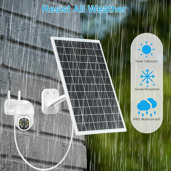 FUTUREZEN 13W Solar Panel for Security Cameras & Trail Cameras, USB-C, Micro USB & 5.5x2.1mm DC Output, IP66 Waterproof, 360° Adjustable Mount, 7.2FT Cable, 2 Pack
