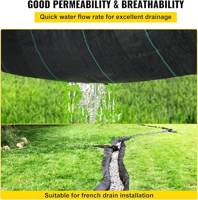 VEVOR Driveway Fabric, 12.5x30ft-3.5oz Woven Landscape Fabric, Weed Fabric Barrier Heavy Duty, Garden Fabric Weed Barrier, Weed Control Fabric, Geotextile Fabric, Weed Block Gardening Mat, Landscaping