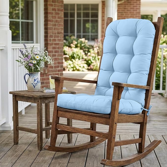 COOS BAY High Back Adirondack Chair Cushions for Outdoor Furniture, 49x20x5 in Water-Resistant Thick Tufted Patio Chair Cushions with Secure Straps, Set of 1, Aqua Blue