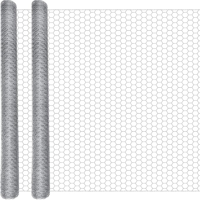 GlikCeil 36 in x 100 ft Chicken Wire Fencing Metal Floral Chicken Wire Mesh for Crafts Poultry Garden, 1 Inch Hexagonal Galvanized Hardware Cloth Netting for Poultry Coop Barrier Rabbit Cage(Silver)