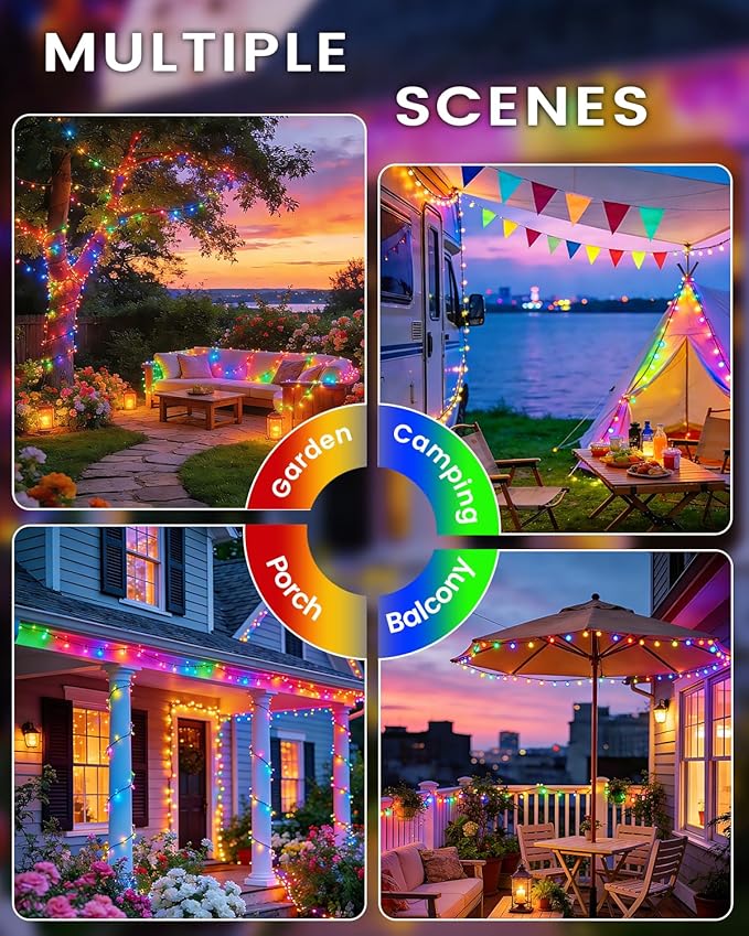 OZS 2PK 240LED Multicolor Solar Christmas Lights Outdoor Waterproof,String Lights for Outside, Green Wire Solar Tree Lights with 8 Lighting Modes for Xmas Wedding Party Christmas Decor