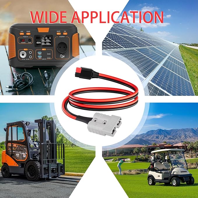 ELFCULB 10AWG 2FT Battery Quick Connect/Disconnect to Anderson Extension Cable, Anderson SB50-PP45 Amp Connector Cable for Solar Portable Gennerator Battery Power Transfer