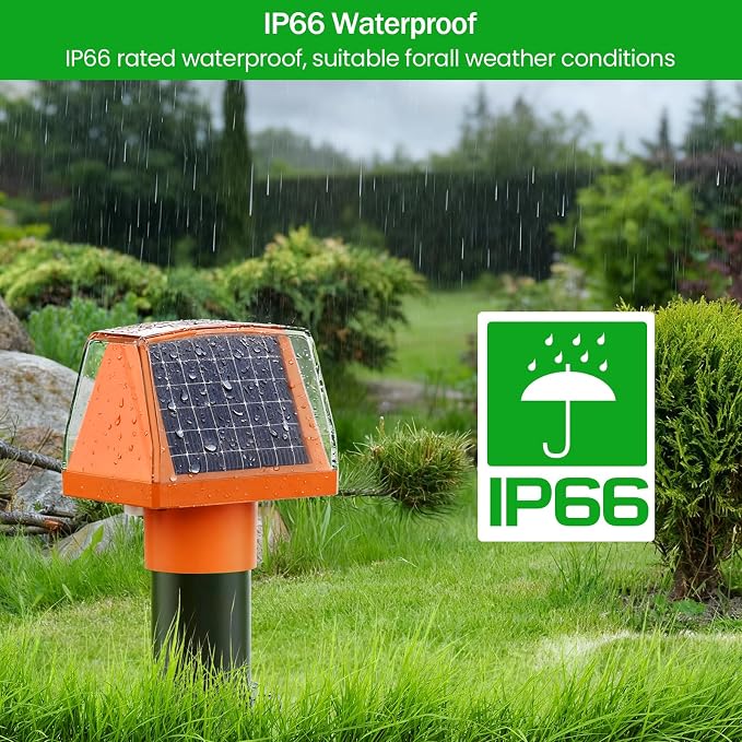Mole Repellent Screw Solar Powered Gopher Deterrent Stake for Outdoor Lawns with Electic Vibration, Repels Snake Vole Groundhog Armadillo from Yard and Garden (2 Pack)