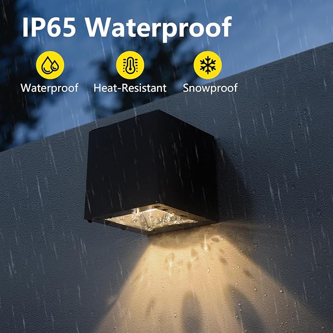 Solar Wall Lights Outdoor Waterproof LED Downlights with Warm White & RGB Modes for House Numbers, Address, Mailbox, Deck 1 Pack