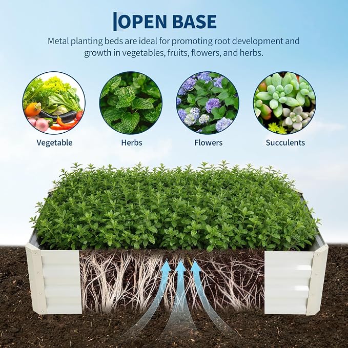 Garvee 48"x24"x12" Raised Garden Bed Kit with Pitched Roof Greenhouse Cover & Irrigation, 3-in-1 Metal Planter Box with Self-Watering System & Insect Mesh, Outdoor Raised Bed for Vegetables Flowers