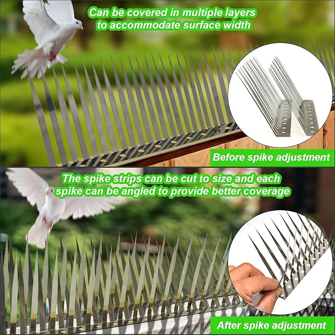 Bird Spikes, Squirrel Spikes and Squirrel Baffles Keep Raccoons, Cats and Snakes Away from Gardens, Fences and Climbing Bird Feeder Poles.(120 inches)