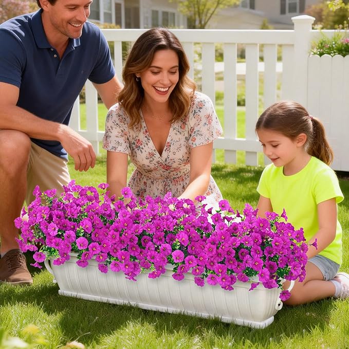 Yastouay Artificial Flowers for Outdoors, 14 Bundles Fake Outdoor Flowers, UV Resistant Artificial Plants & Flowers for Decoration, Fuchsia Realistic Morning Glory for Outdoor Porch Garden Decoration