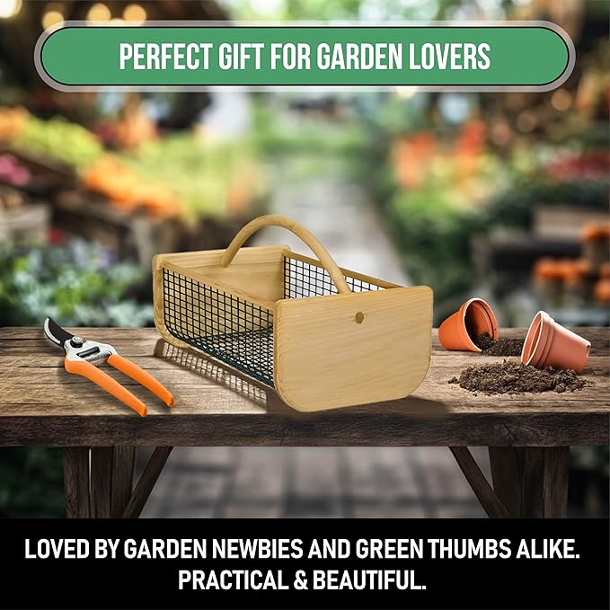 Garden Hod Harvest Basket - Durable Wooden Gardening Supply for Flowers, Vegetables, and Fruits - Handcrafted in Maine, USA – 16 x 9 Inches, 8 Quart Capacity