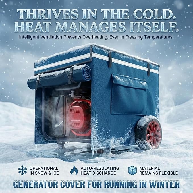 Generator Covers While Running, Universal Generator Cover, 600+210D Double Layer Production, Heavy Duty and Waterproof, for 5000W-10000W Frame Type Generators, Blue, with Storage Bag