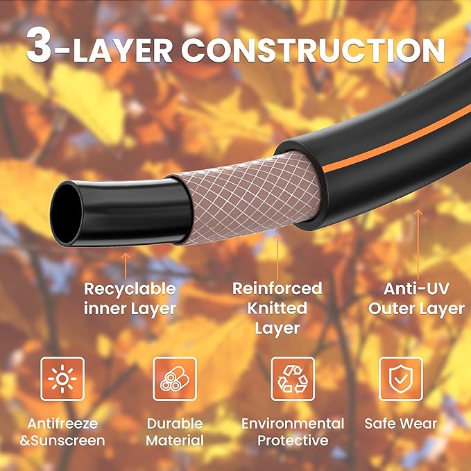 Giraffe Tools Garden Hose 5/8", Water Hose Heavy Duty, Flexible, Lightweight Hybrid Hose with Swivel Handle, 5ft Male to Female Fittings, Burst 600 PSI, Short Leader Hose