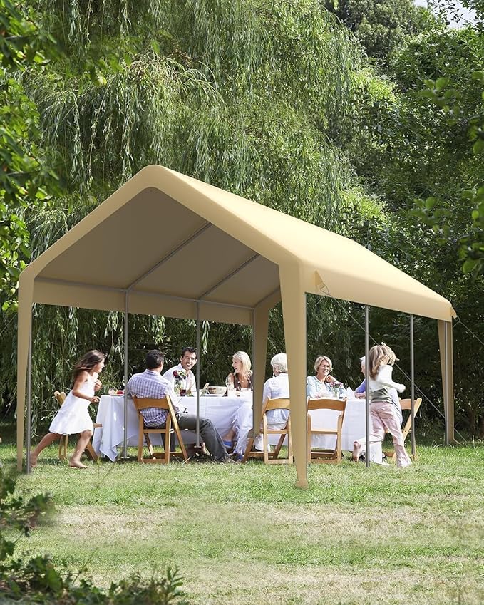 IDEALHOUSE 13'x20' Carport Replacement Canopy Cover - Heavy Duty 220G PE Fabric, Waterproof UV-Resistant & Wind-Resistant (Yellow, Cover Only - Frame Not Included)