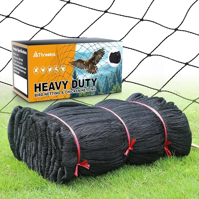 Heavy Duty Aviary Netting, 1" Mesh, 50x100 ft Reinforced HDPE Poultry Netting for Chicken Run, UV-Resistant & Anti-Tangle, Malla para gallinero, Protects from Raccoons and Deer