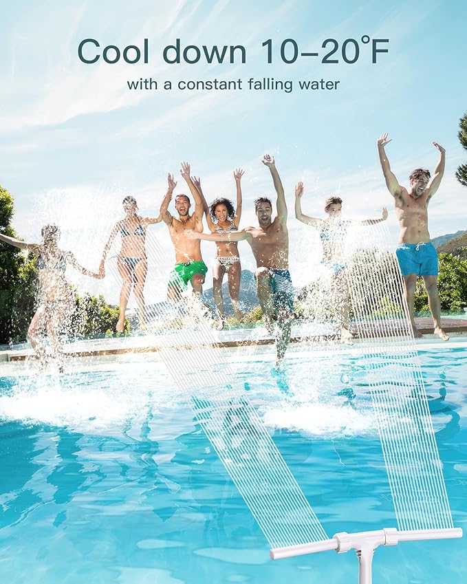 2026 Height Upgrade Pool Fountain for Above Ground/Inground Pools with Dual High-Pressure Spray, 360° Adjustable Cooling Jet & Relaxation - Waterfall Sprinkler Cooler