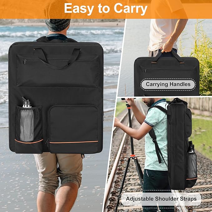 HODRANT Solar Panel Storage Bag, Travel Backpack Compatible with Jackery SolarSaga 100W 100X 200W, Padded Carrying Case for 2 Panels, Portable Carrier with Pockets