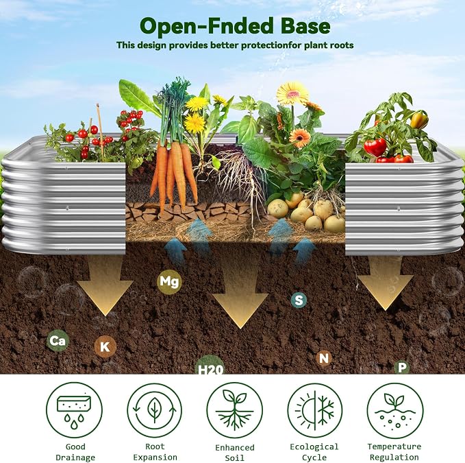 4 Pack 6x3FT Corrugated Galvanized Steel Raised Garden Bed Outdoor, Metal Above Ground Garden Bed for Vegetables and Flowers, Raised Beds for Gardening