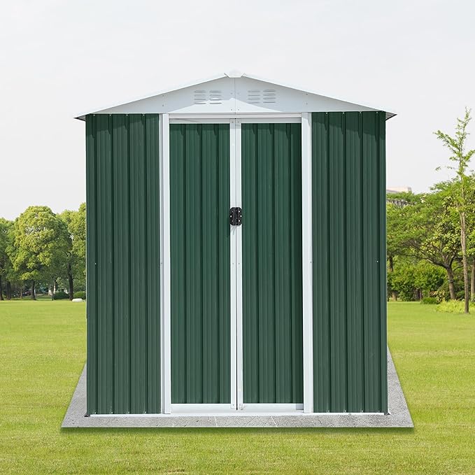 YOPTO 6X4 FT Outdoor Storage Shed,Metal Shed W/Air Vent & Sliding Door,Garden Tool House W/Aluminum Alloy Frame & Sloped Roof,for Backyard Patio Lawn,Green